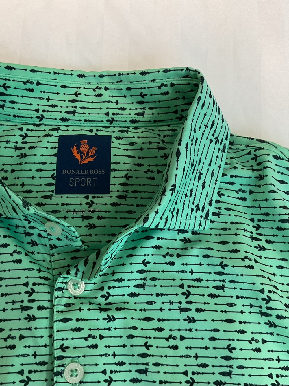 Men's Donald Ross Mint Green Patterned Polo